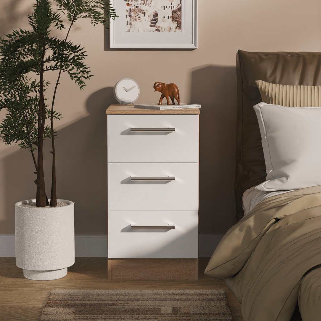 Devon 3 Drawer Bedside Table