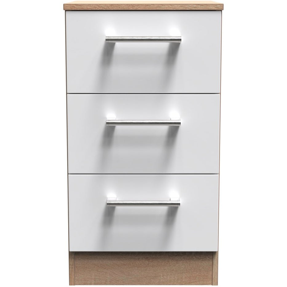 Devon 3 Drawer Bedside Table