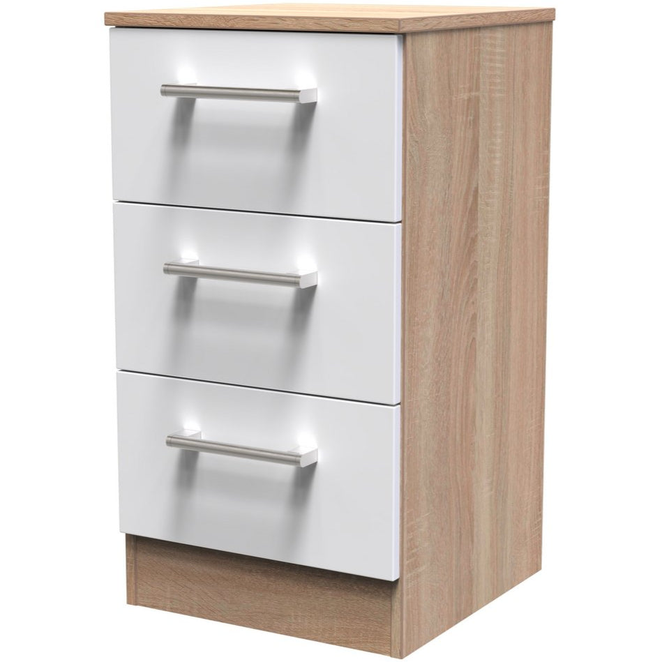 Devon 3 Drawer Bedside Table