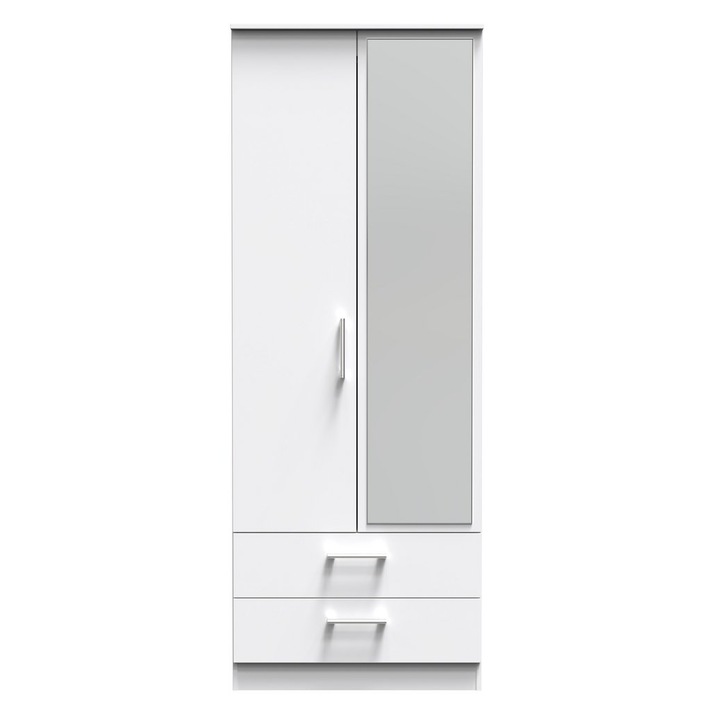 Devon Tall Mirrored 2 Door 2 Drawer Double Wardrobe