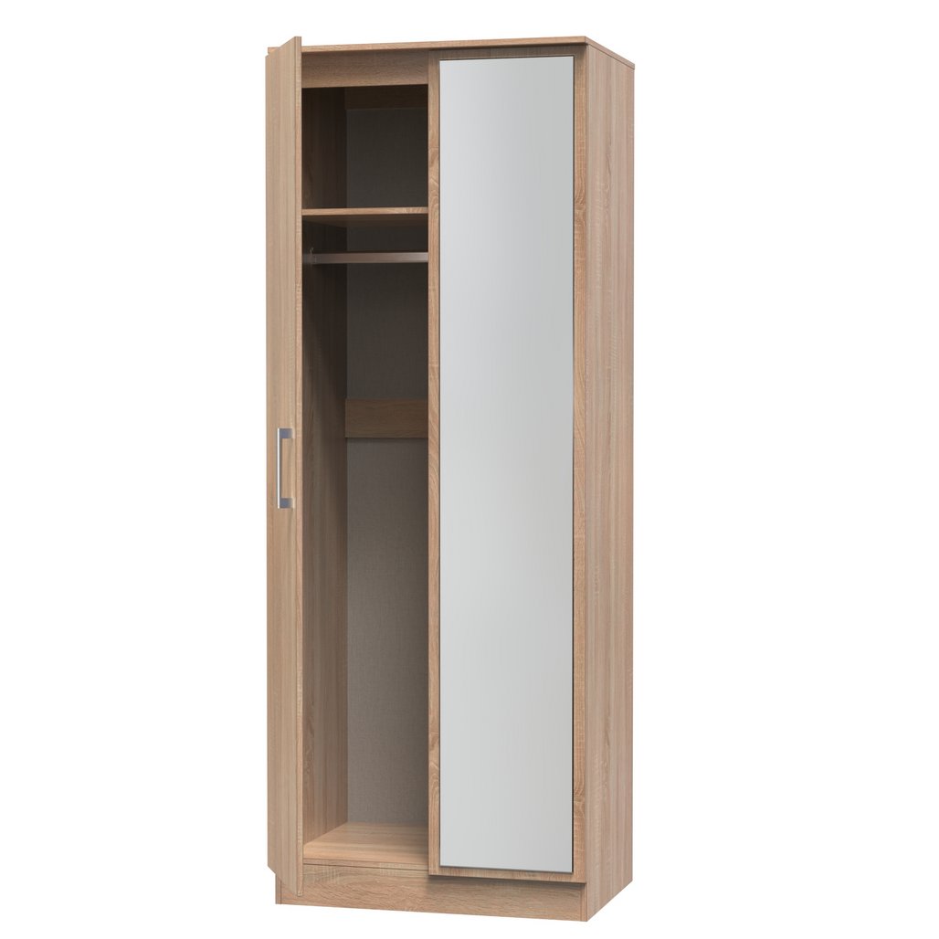 Devon Tall Mirrored 2 Door Double Wardrobe