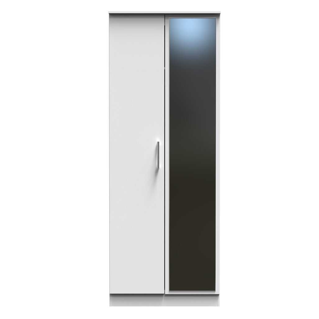 Devon Tall Mirrored 2 Door Double Wardrobe