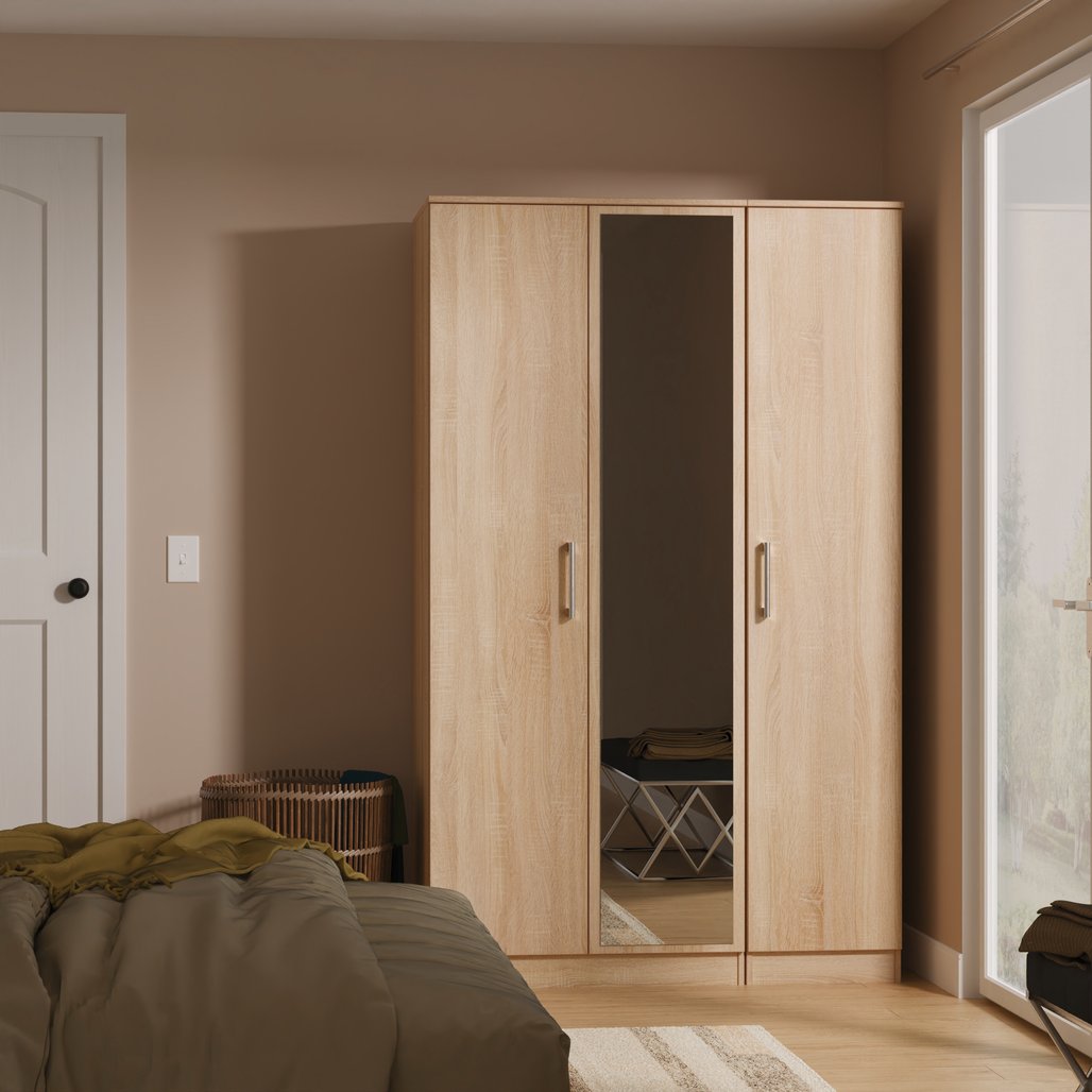 Devon Mirrored 3 Door Triple Wardrobe