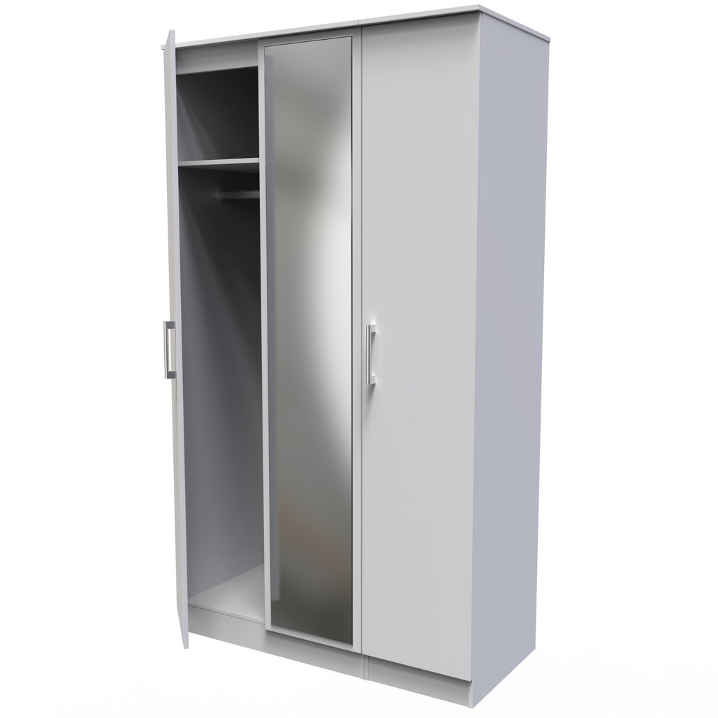 Devon Mirrored 3 Door Triple Wardrobe