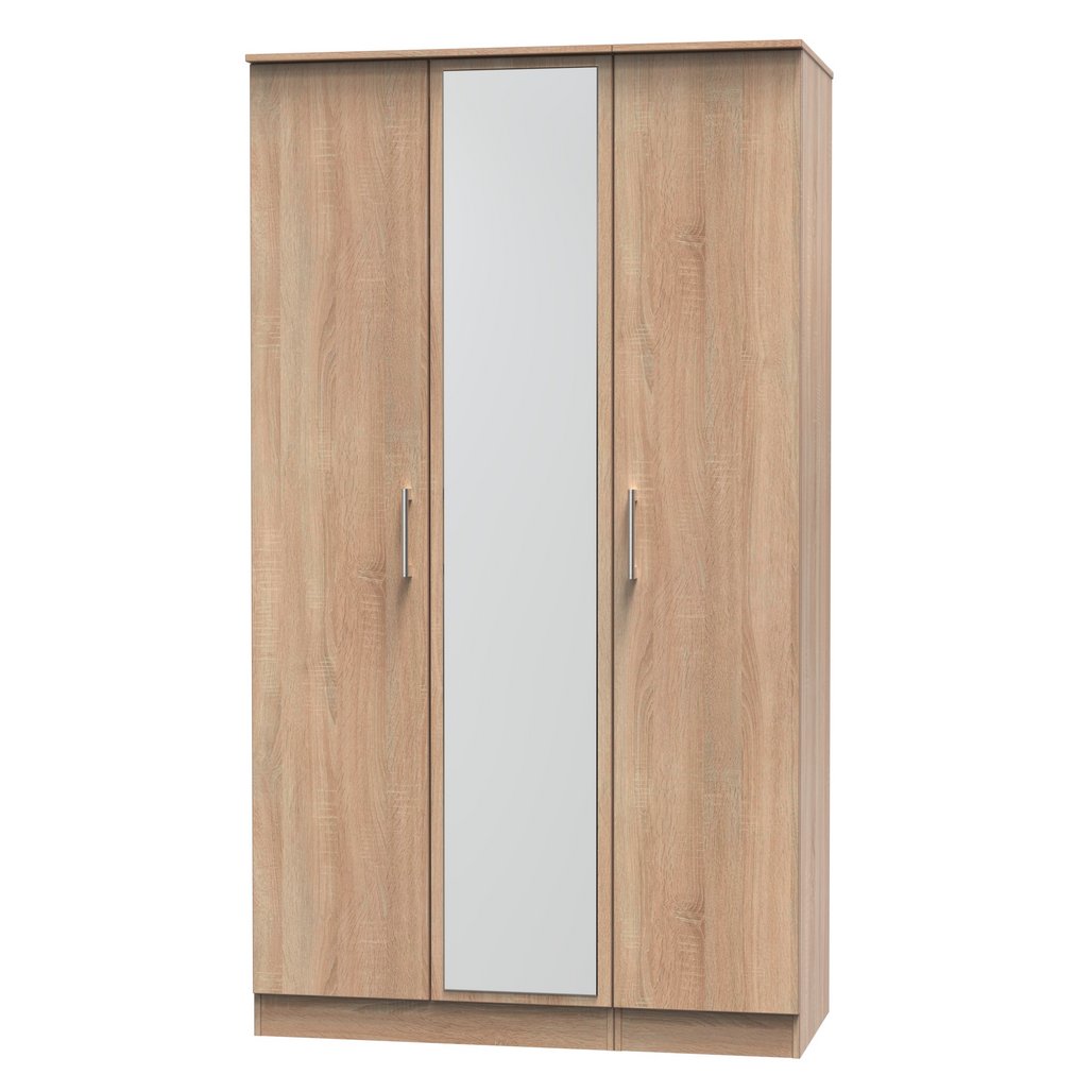 Devon Tall Mirrored 3 Door Triple Wardrobe