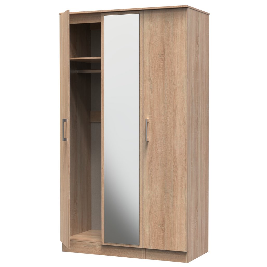 Devon Tall Mirrored 3 Door Triple Wardrobe