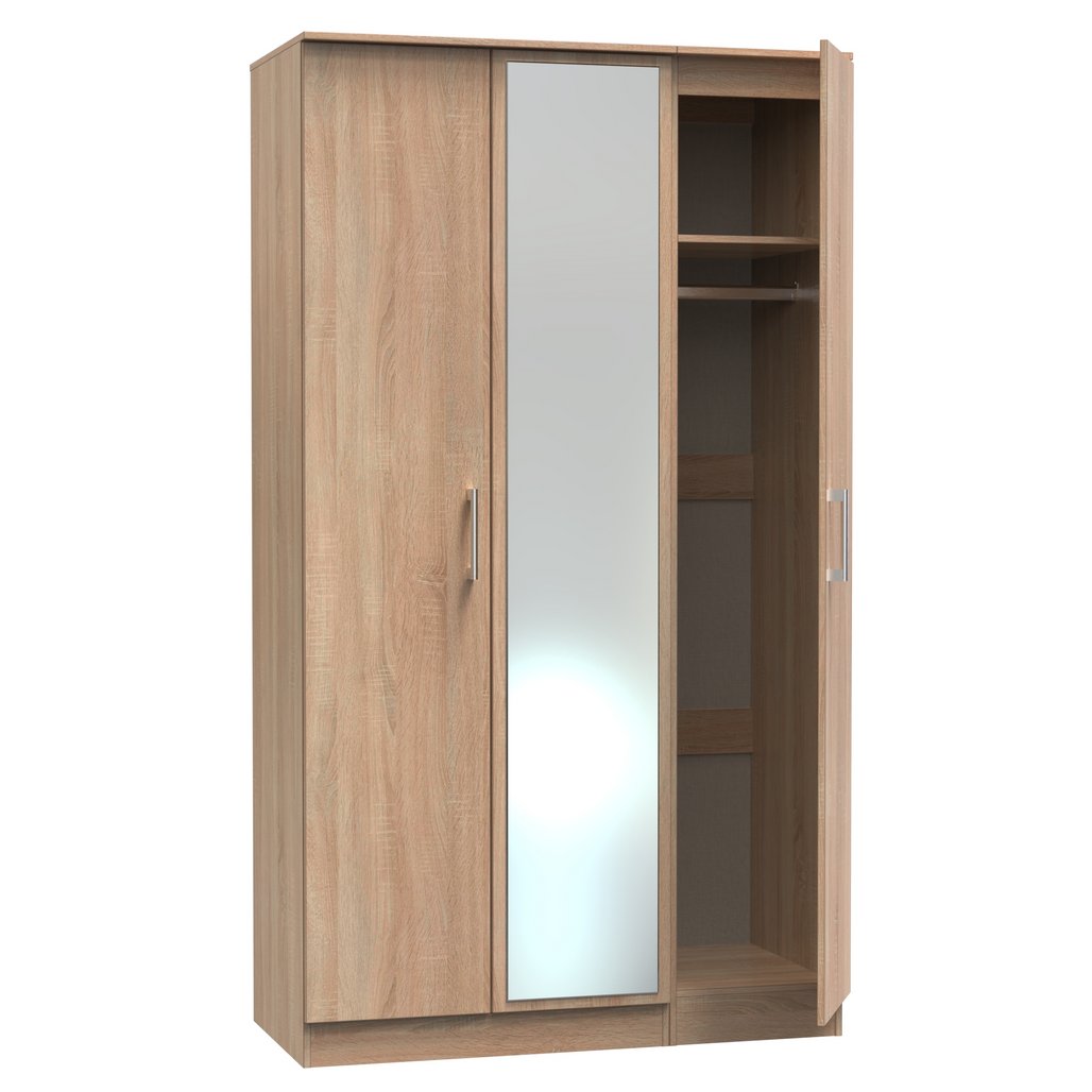 Devon Tall Mirrored 3 Door Triple Wardrobe