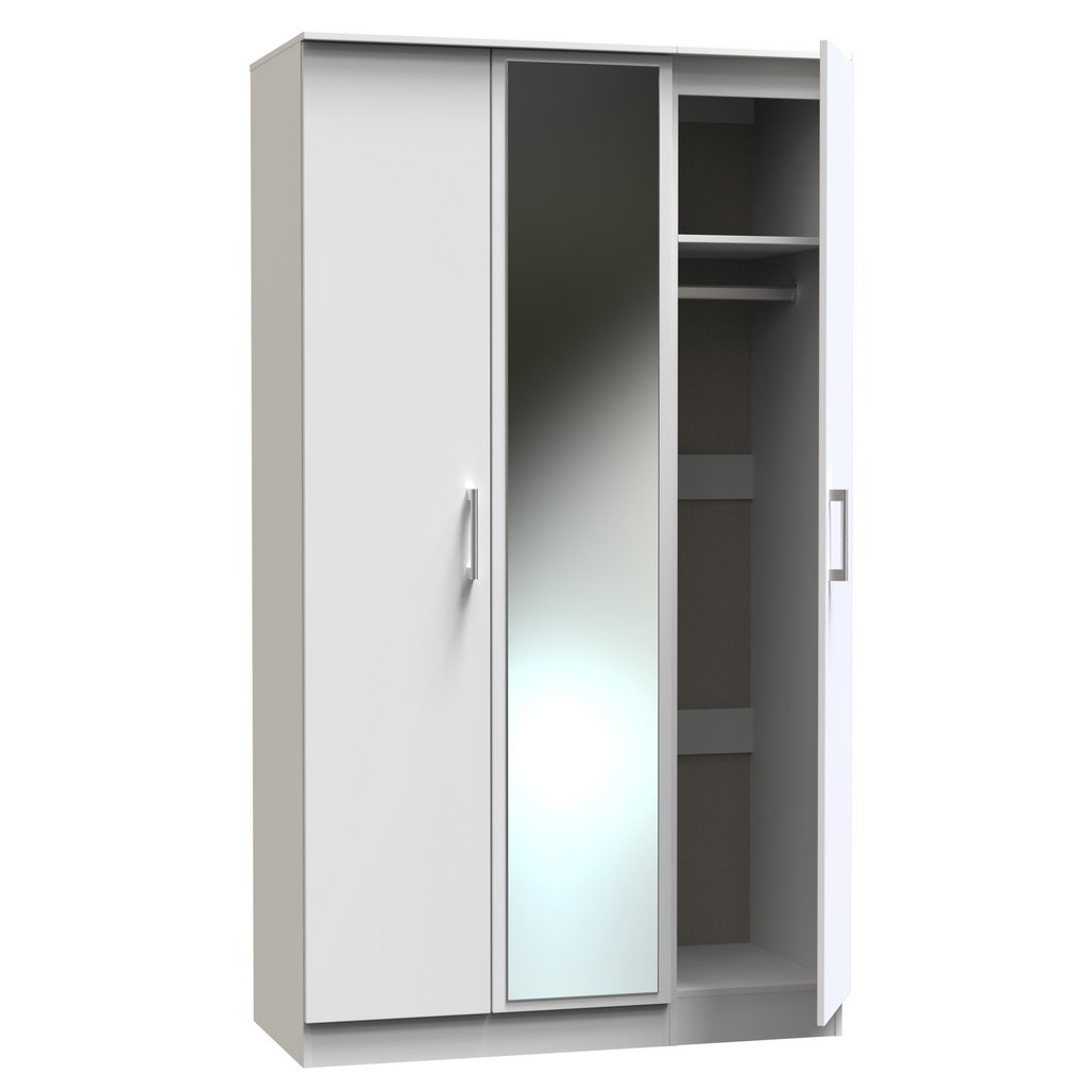 Devon Tall Mirrored 3 Door Triple Wardrobe
