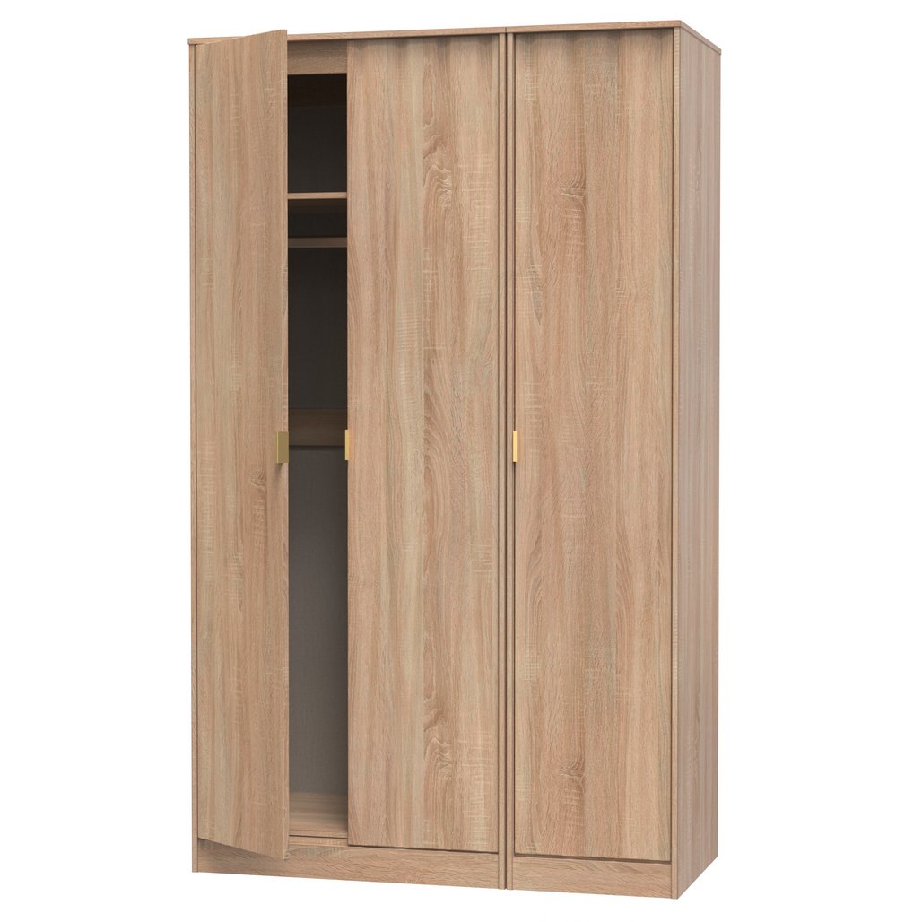 Diamond Tall 3 Drawer Triple Wardrobe
