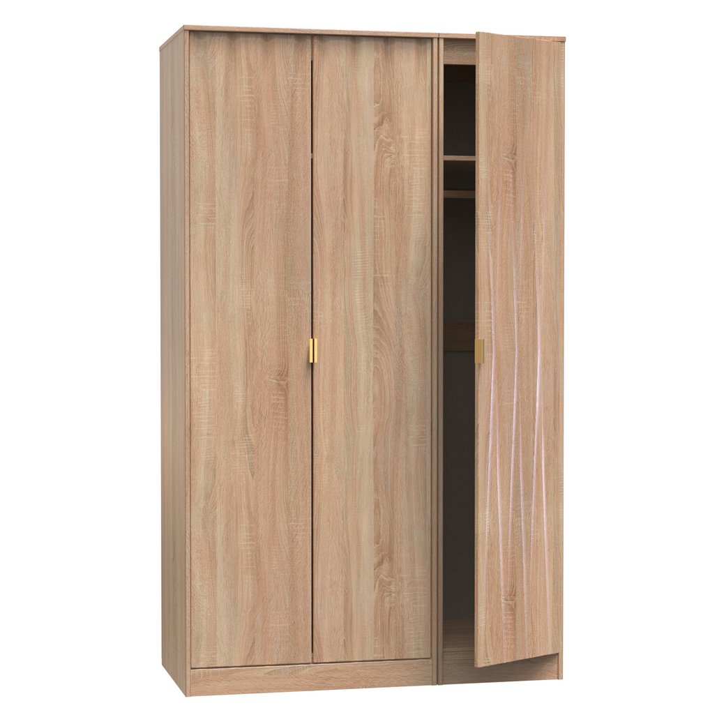 Diamond Tall 3 Drawer Triple Wardrobe
