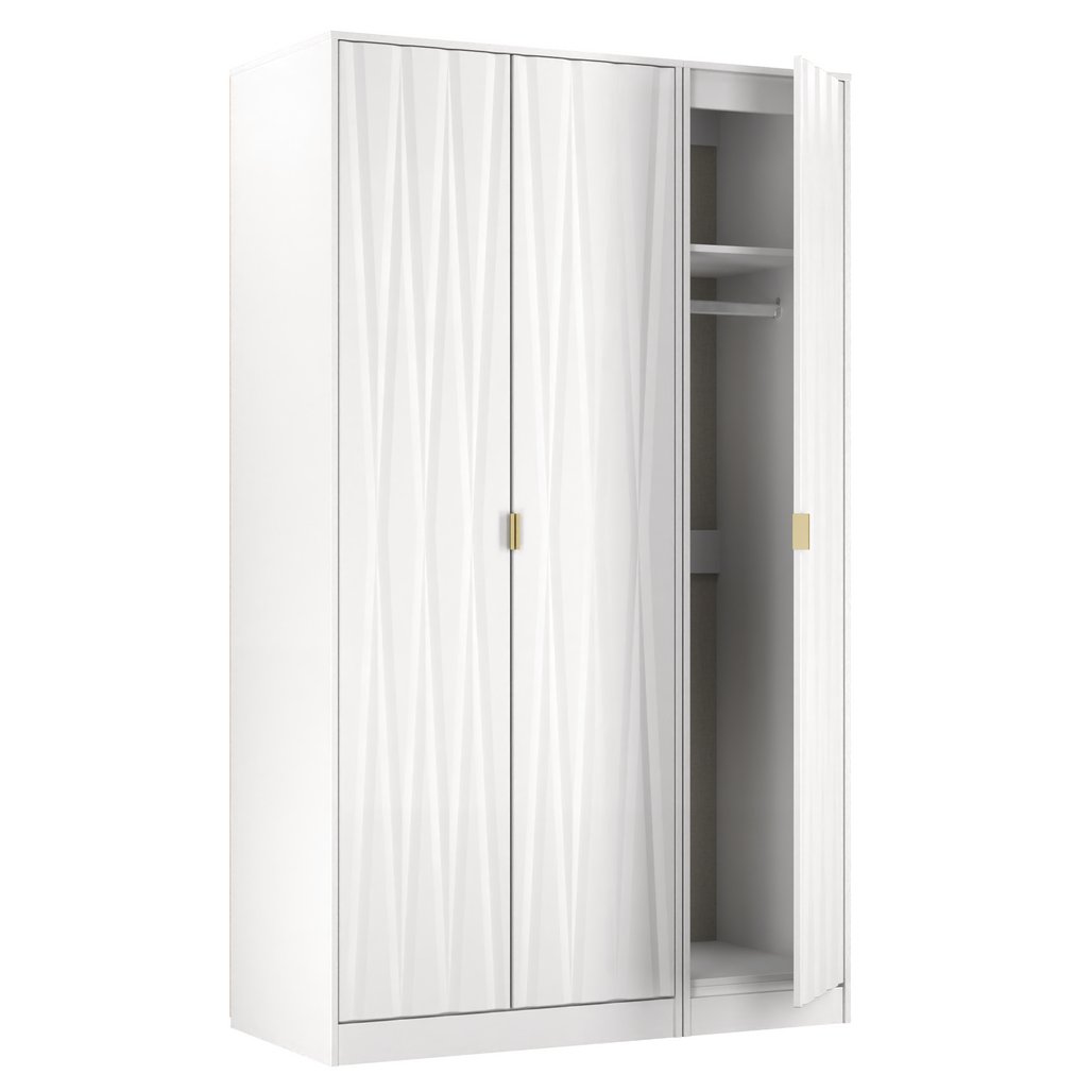 Diamond Tall 3 Drawer Triple Wardrobe