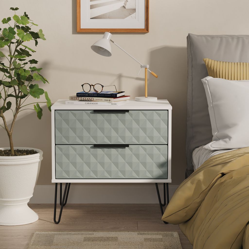 Harlequin 2 Drawer Midi Chest with Black Hairpin Legs