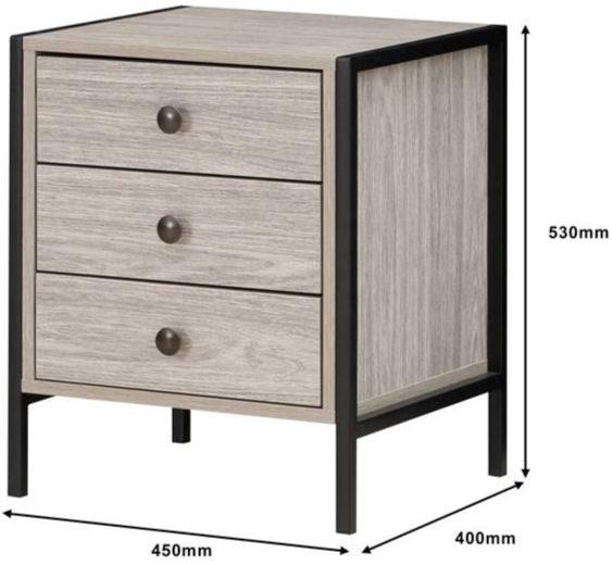 Alva 3 Drawer Bedside Table