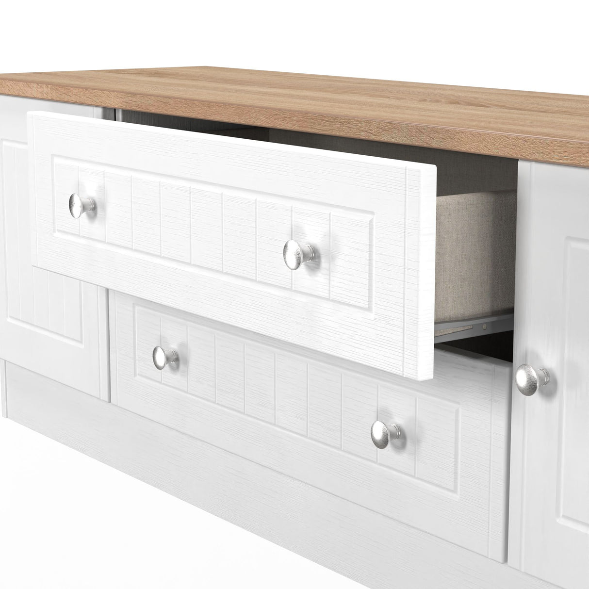 Vienna 2 Door 2 Drawer Wide TV Unit with Oak Top