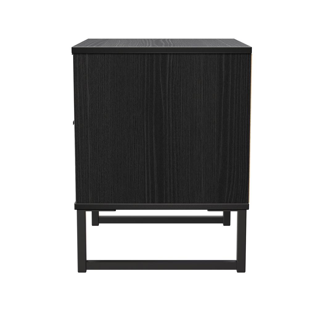 Fluted 2 Drawer Bedside Table with Black Sleigh Legs
