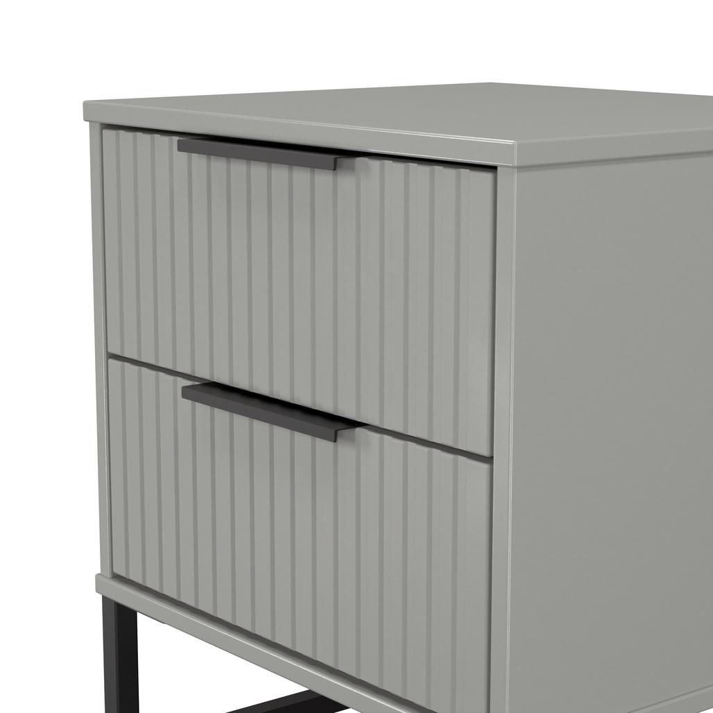 Fluted 2 Drawer Bedside Table with Black Sleigh Legs