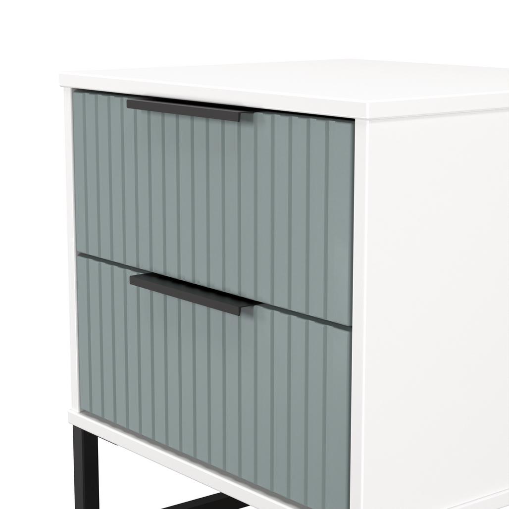 Fluted 2 Drawer Bedside Table with Black Sleigh Legs