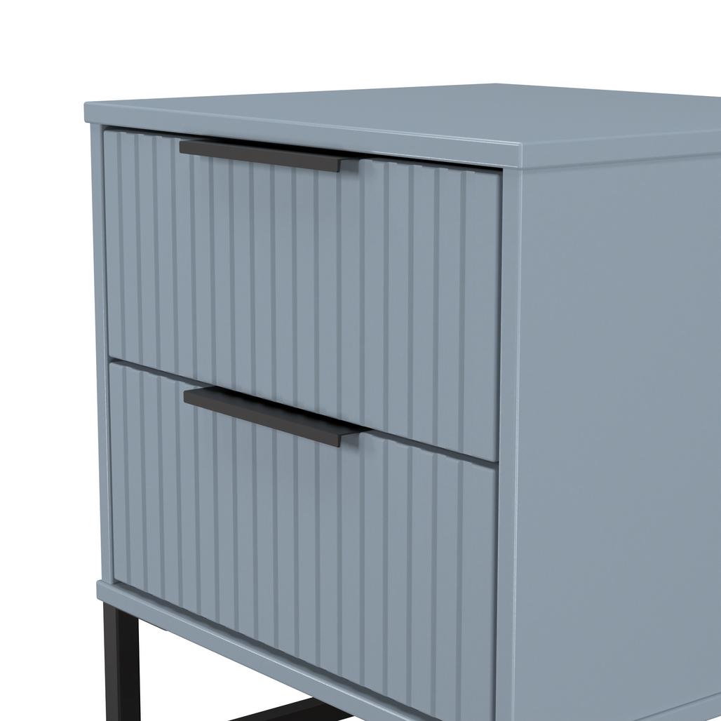 Fluted 2 Drawer Bedside Table with Black Sleigh Legs