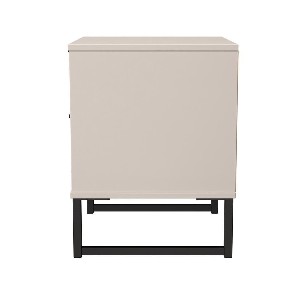 Fluted 2 Drawer Bedside Table with Black Sleigh Legs