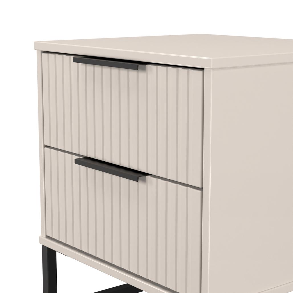 Fluted 2 Drawer Bedside Table with Black Sleigh Legs
