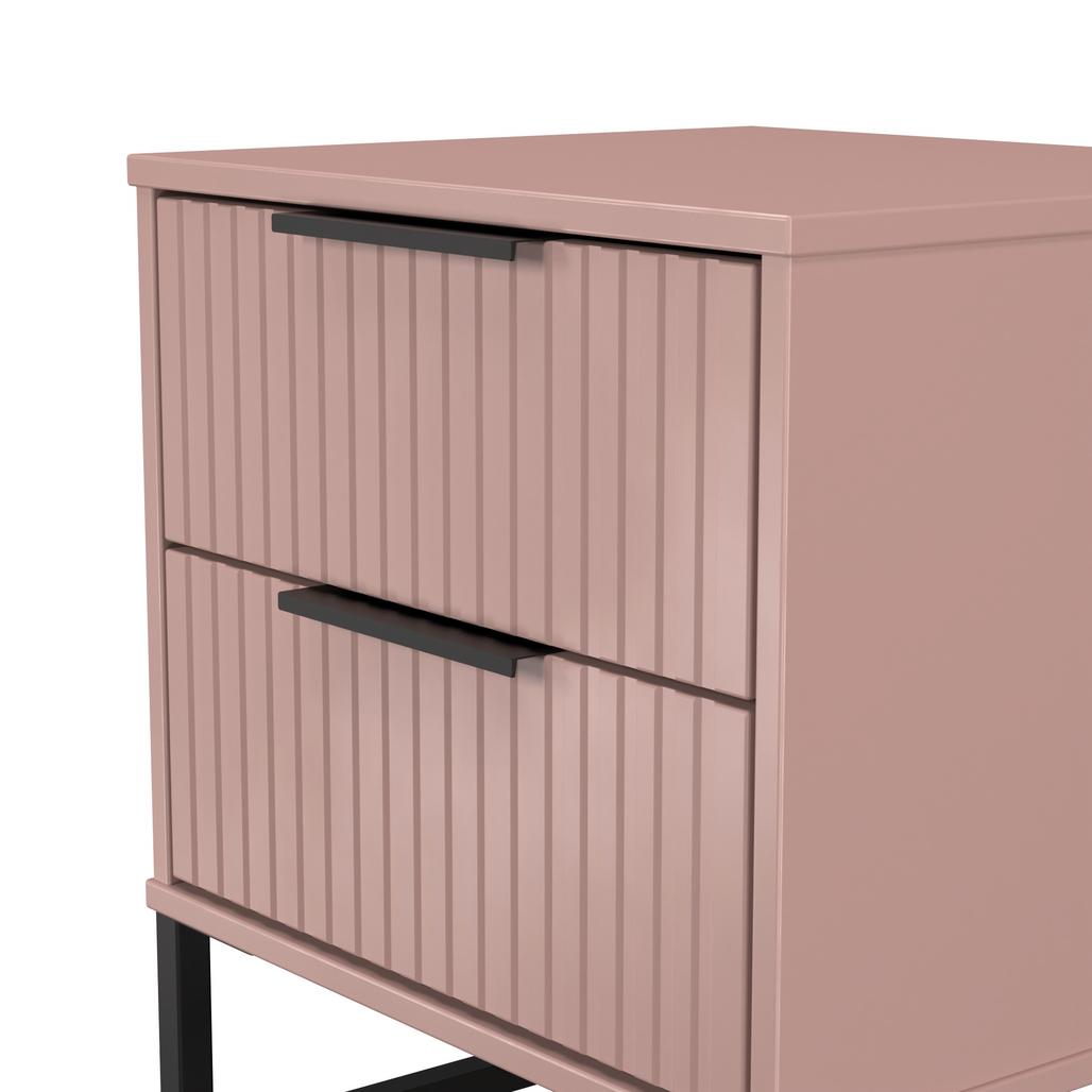 Fluted 2 Drawer Bedside Table with Black Sleigh Legs