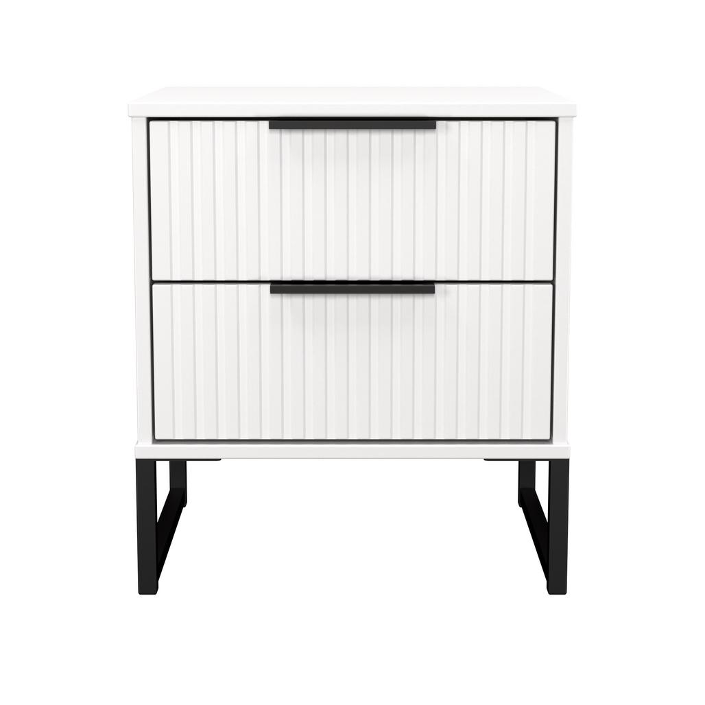 Fluted 2 Drawer Bedside Table with Black Sleigh Legs