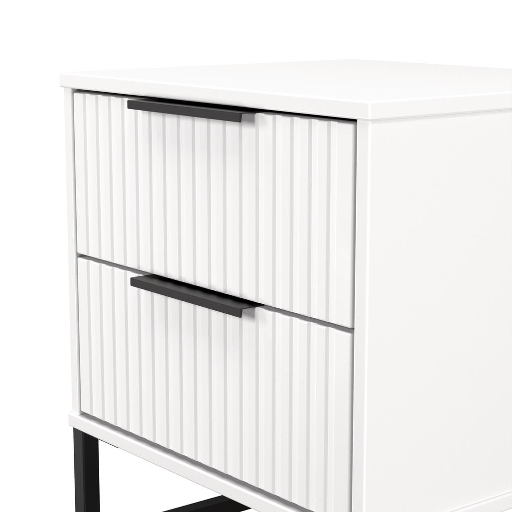 Fluted 2 Drawer Bedside Table with Black Sleigh Legs