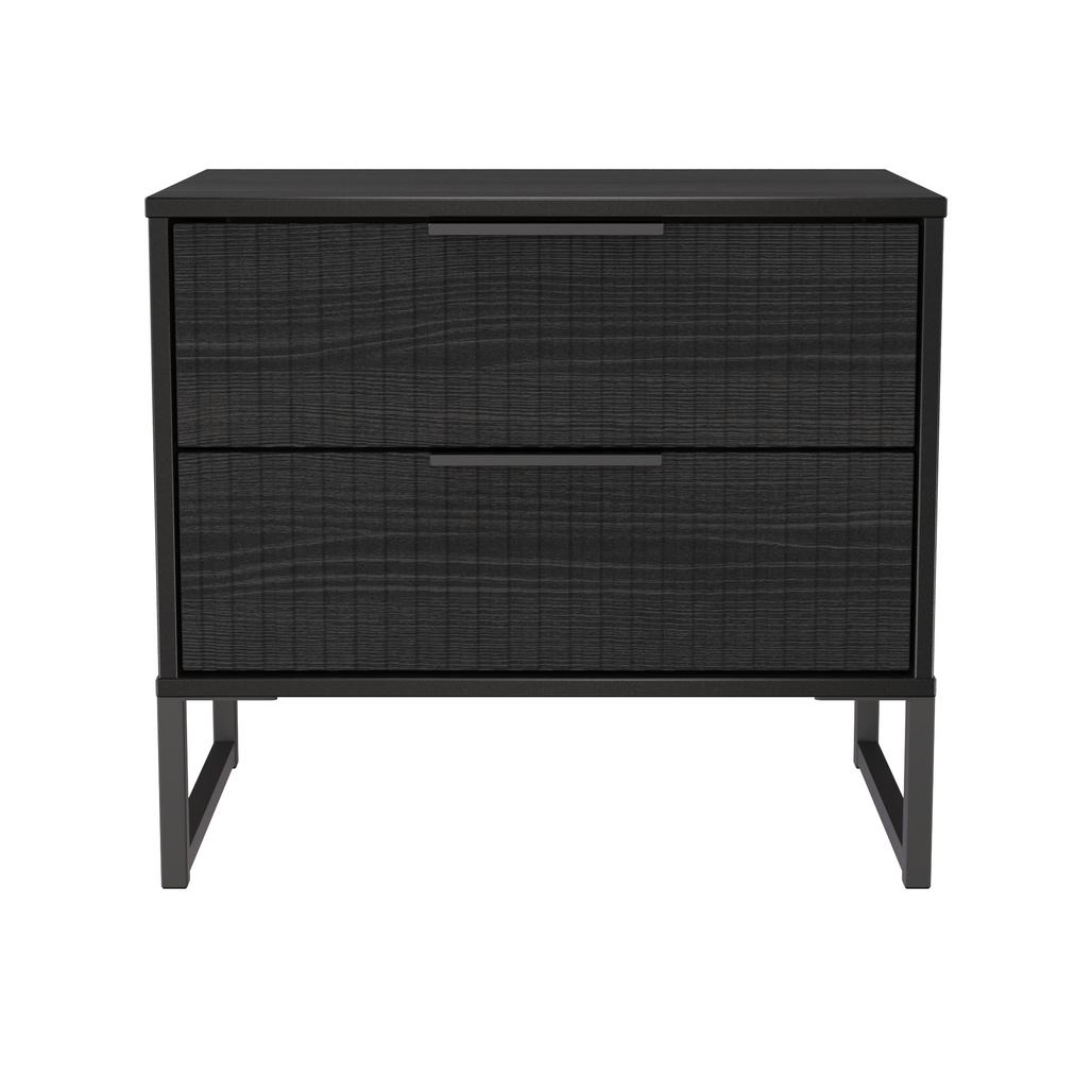 Fluted 2 Drawer Midi Chest with Black Sleigh Legs