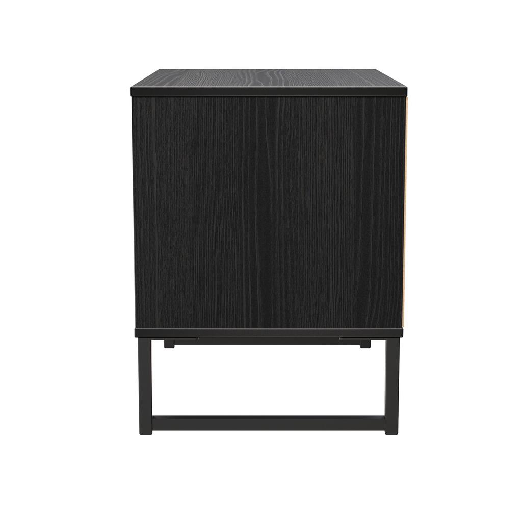 Fluted 2 Drawer Midi Chest with Black Sleigh Legs