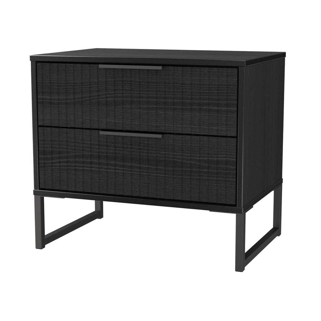 Fluted 2 Drawer Midi Chest with Black Sleigh Legs