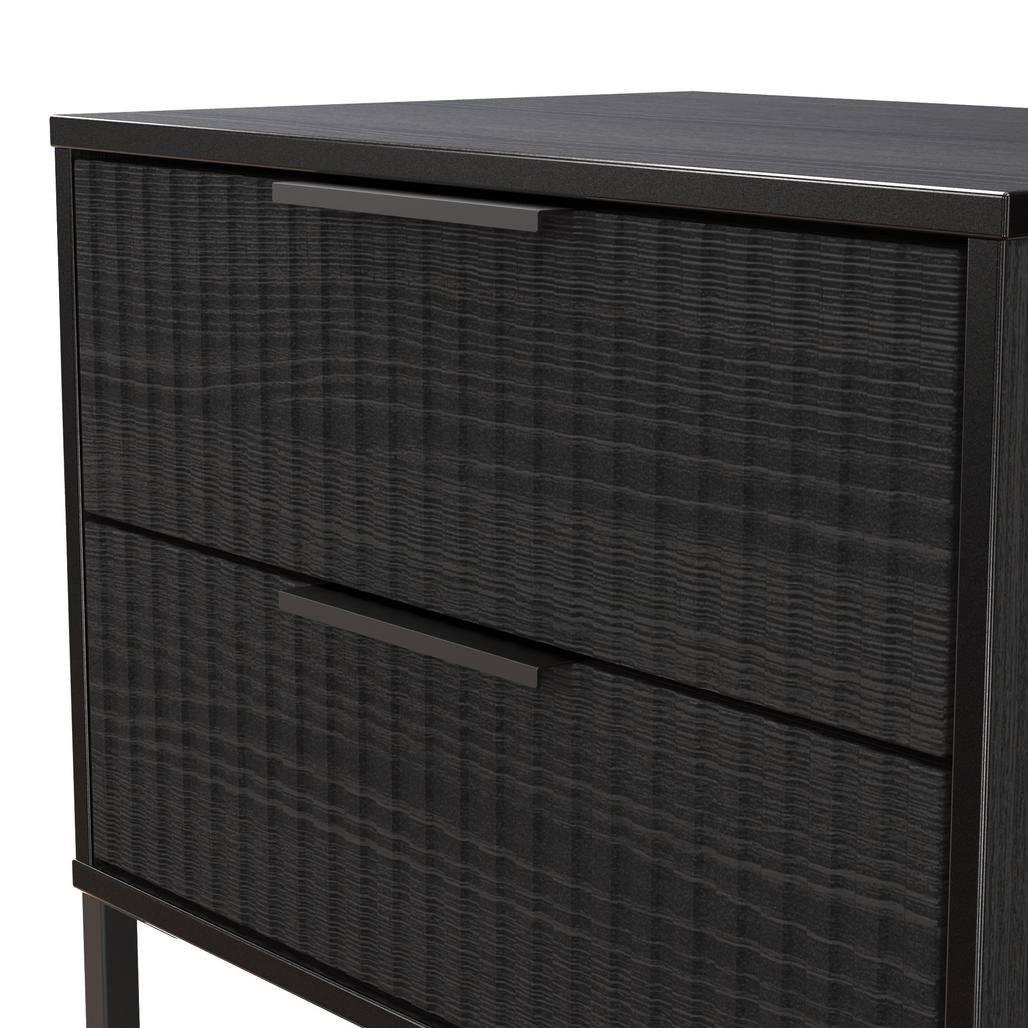 Fluted 2 Drawer Midi Chest with Black Sleigh Legs