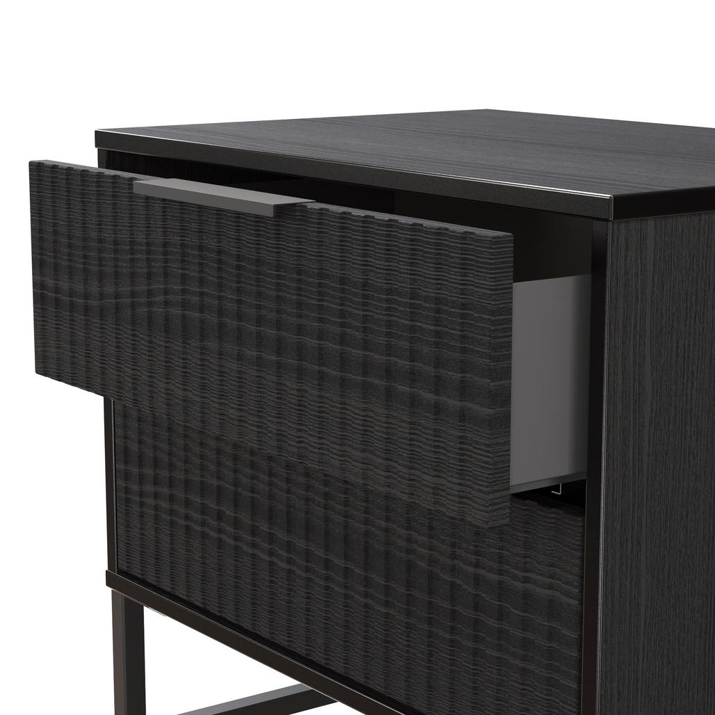 Fluted 2 Drawer Midi Chest with Black Sleigh Legs