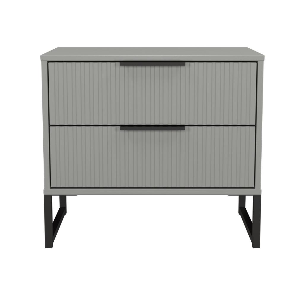 Fluted 2 Drawer Midi Chest with Black Sleigh Legs