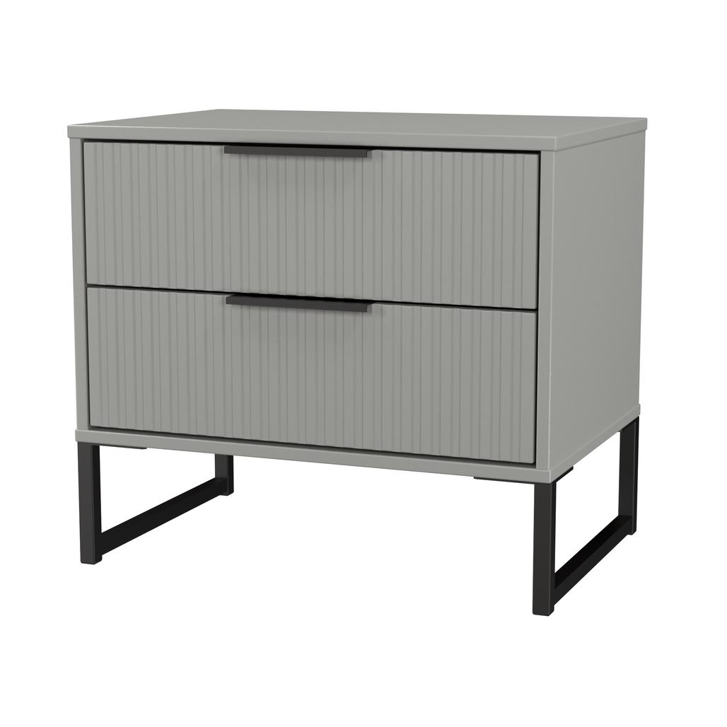 Fluted 2 Drawer Midi Chest with Black Sleigh Legs