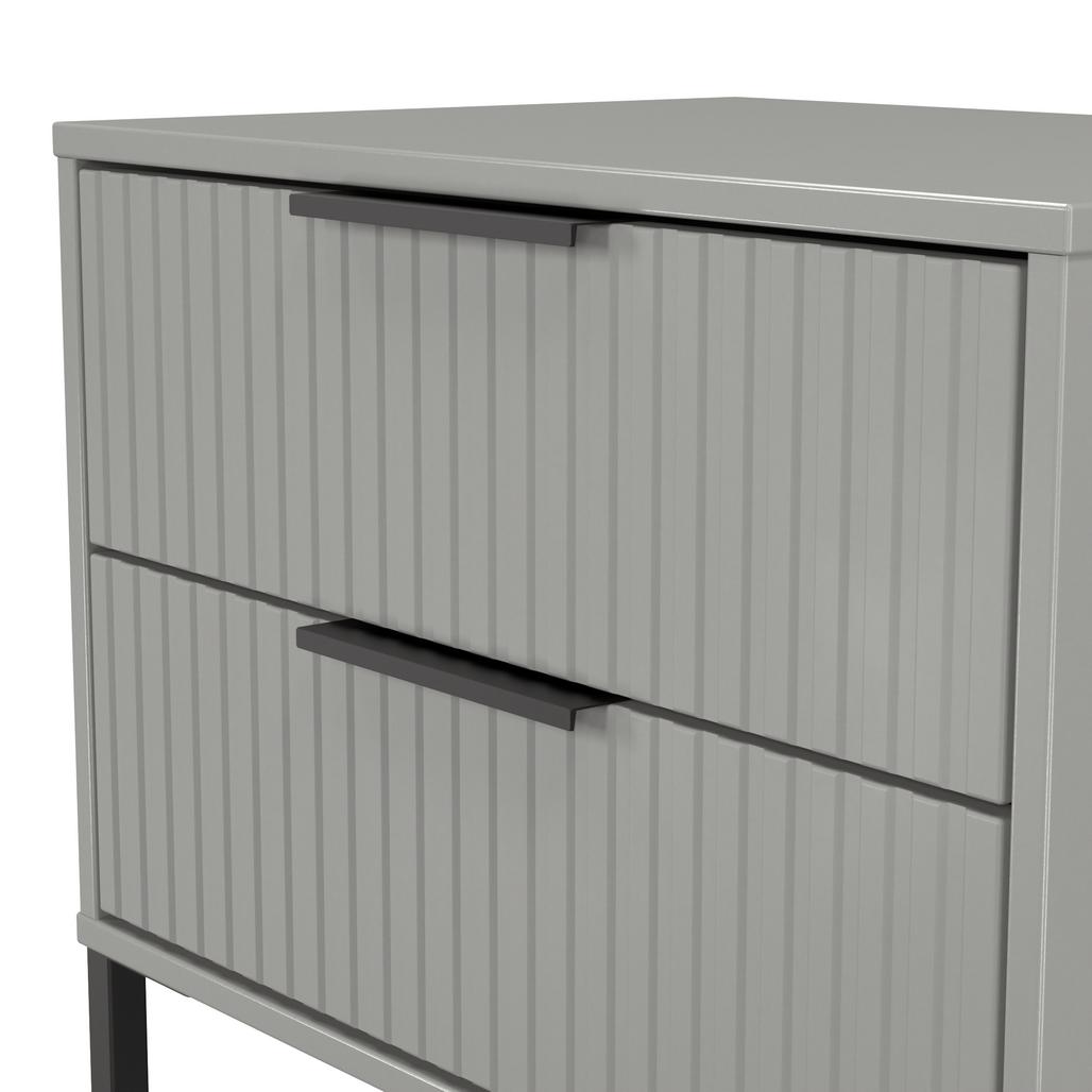 Fluted 2 Drawer Midi Chest with Black Sleigh Legs