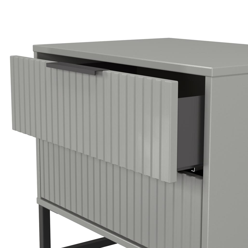 Fluted 2 Drawer Midi Chest with Black Sleigh Legs