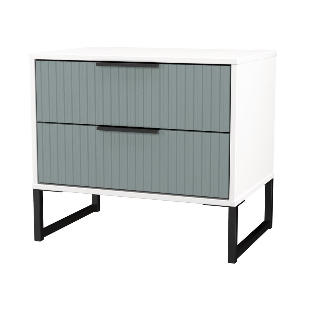 Fluted 2 Drawer Midi Chest with Black Sleigh Legs