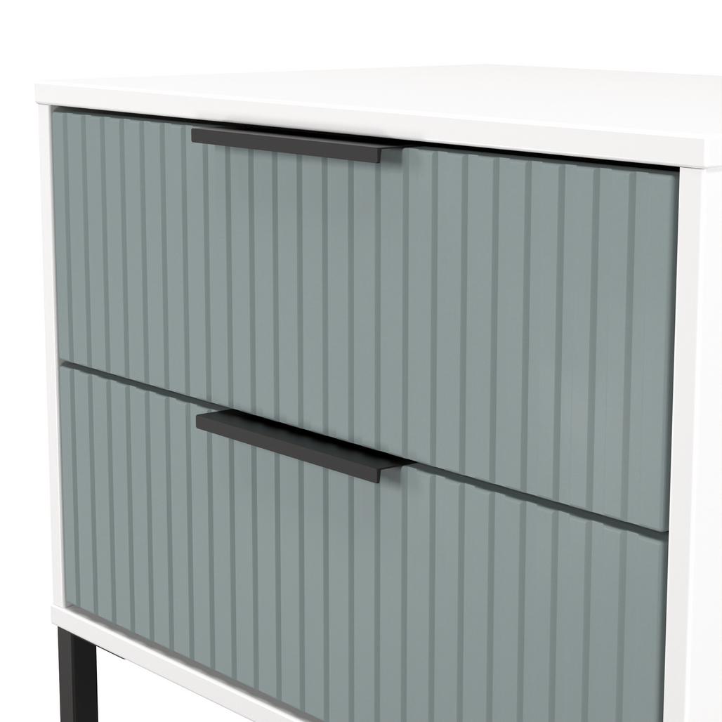 Fluted 2 Drawer Midi Chest with Black Sleigh Legs