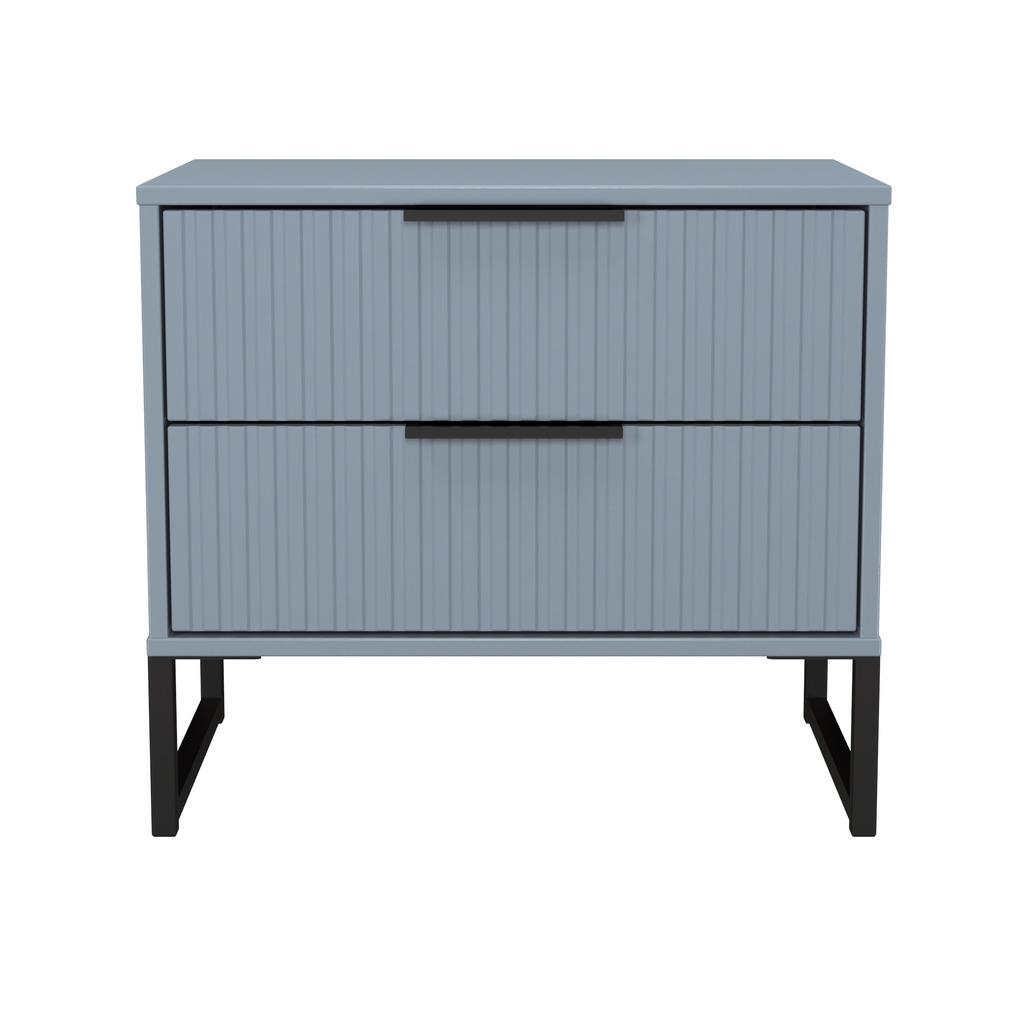 Fluted 2 Drawer Midi Chest with Black Sleigh Legs
