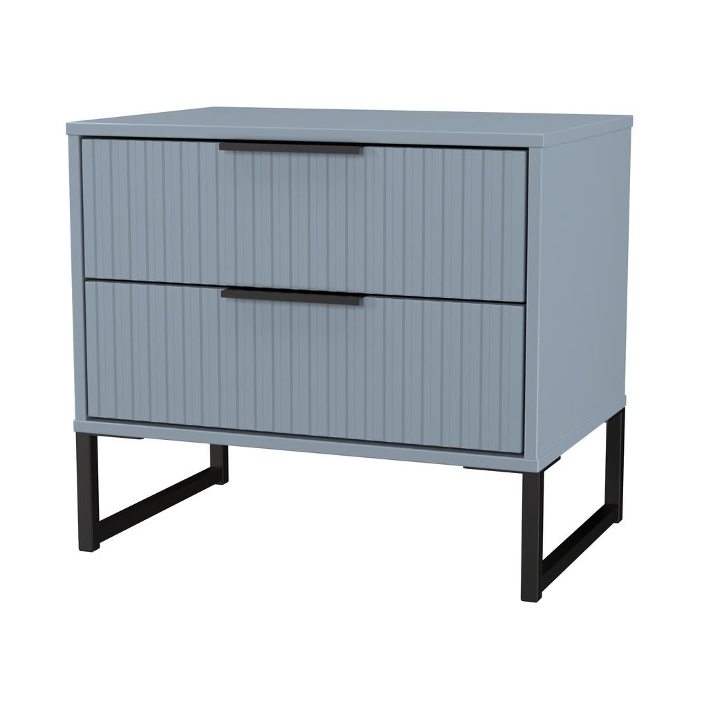 Fluted 2 Drawer Midi Chest with Black Sleigh Legs