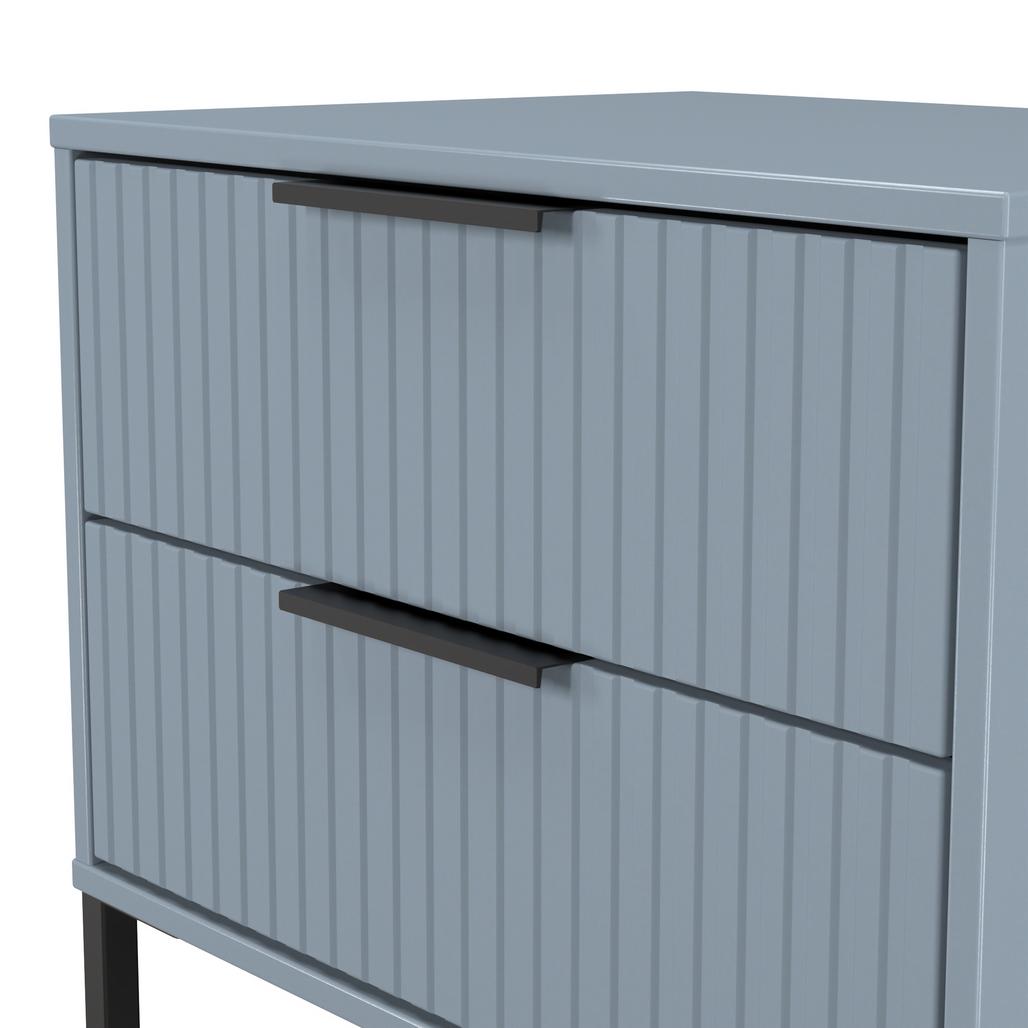 Fluted 2 Drawer Midi Chest with Black Sleigh Legs