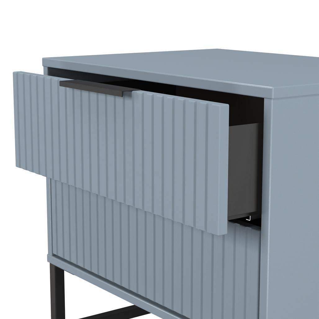 Fluted 2 Drawer Midi Chest with Black Sleigh Legs