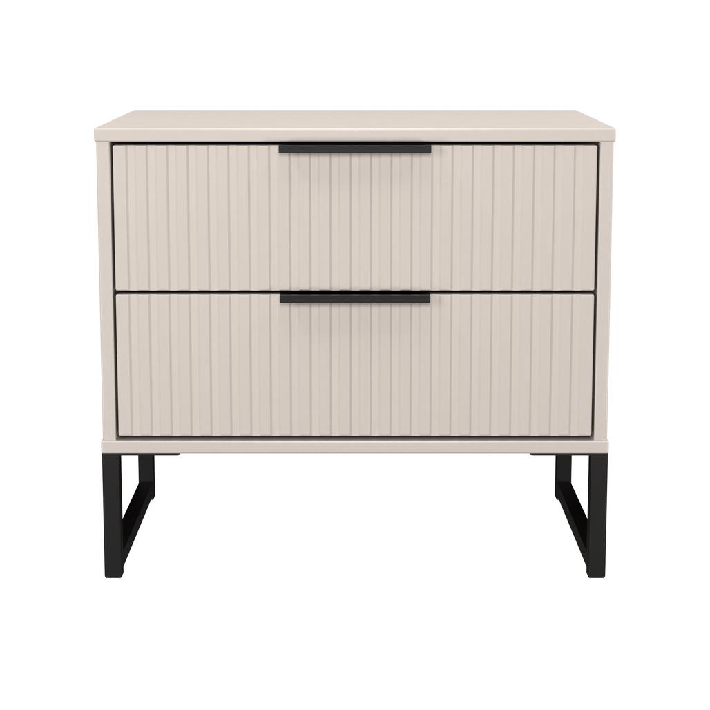 Fluted 2 Drawer Midi Chest with Black Sleigh Legs
