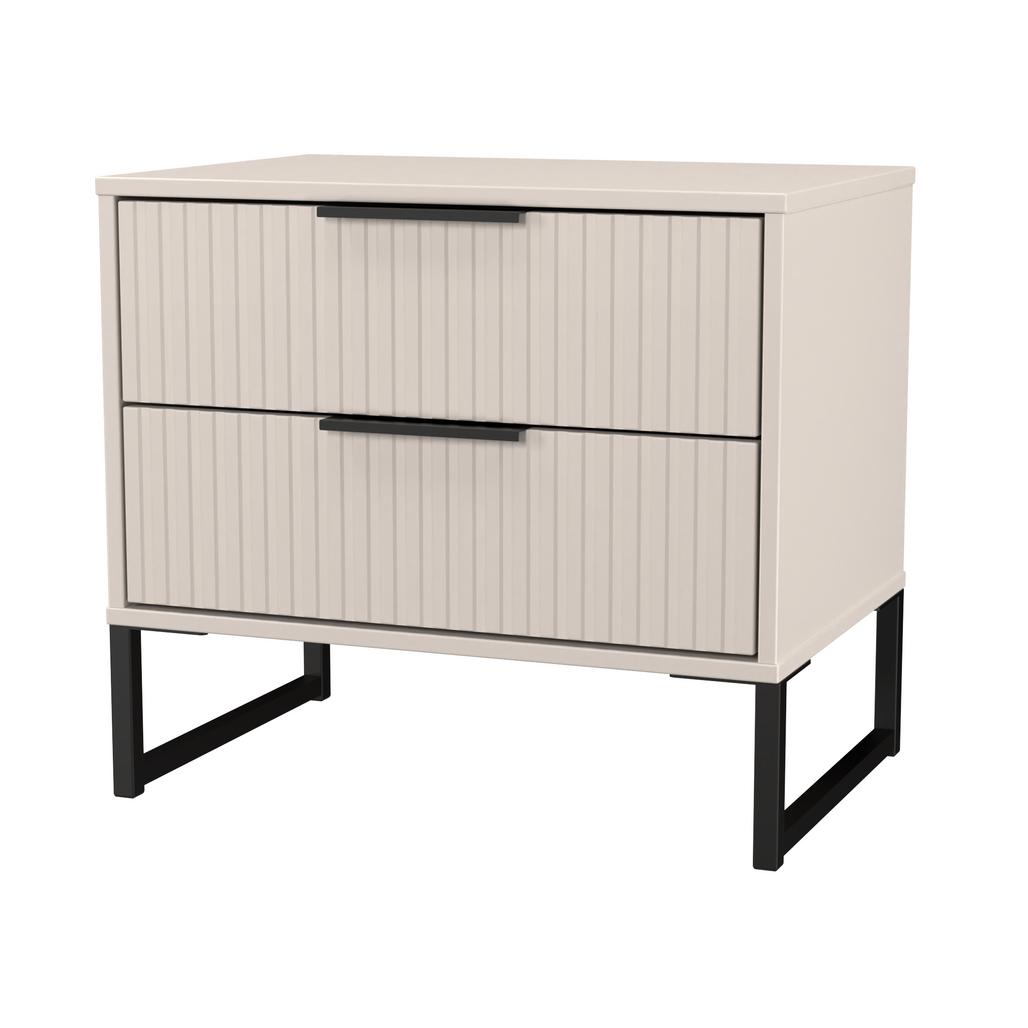 Fluted 2 Drawer Midi Chest with Black Sleigh Legs