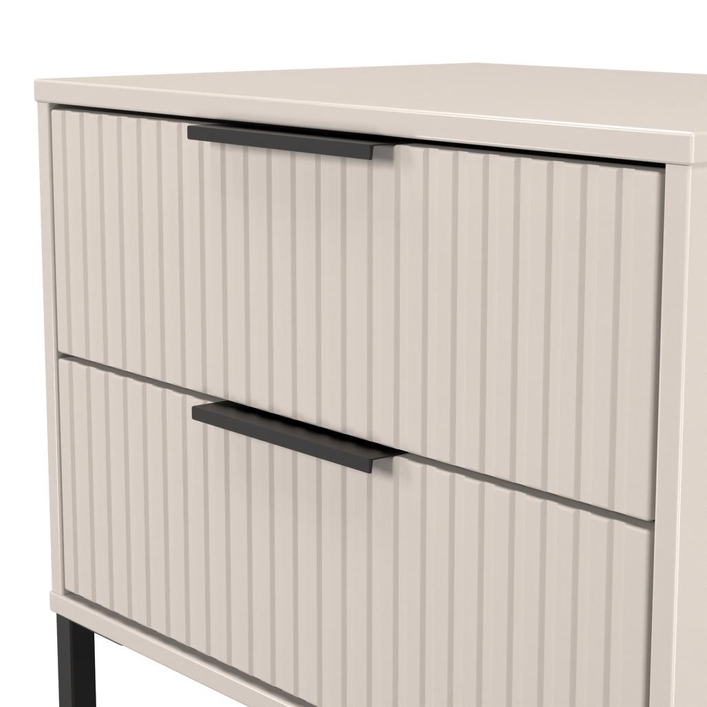 Fluted 2 Drawer Midi Chest with Black Sleigh Legs