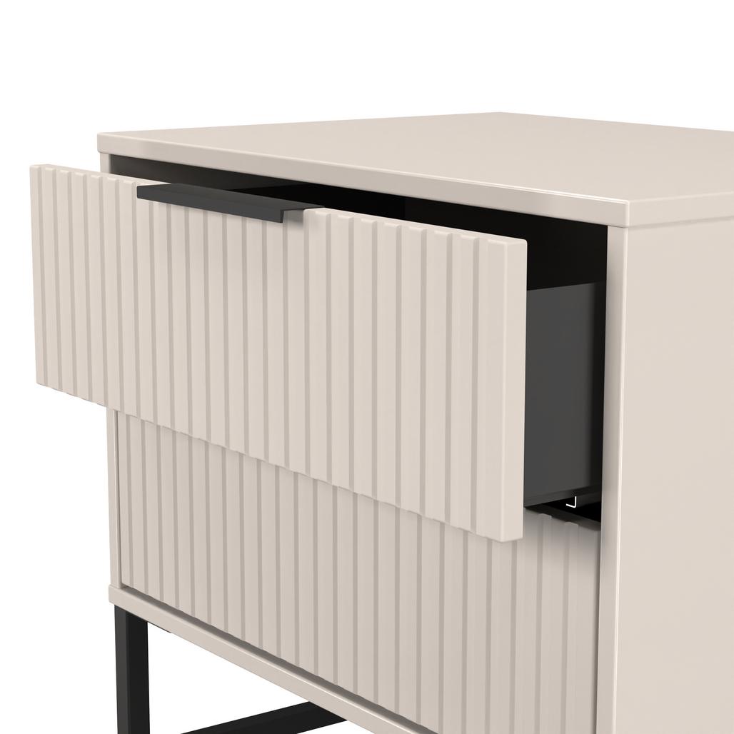 Fluted 2 Drawer Midi Chest with Black Sleigh Legs
