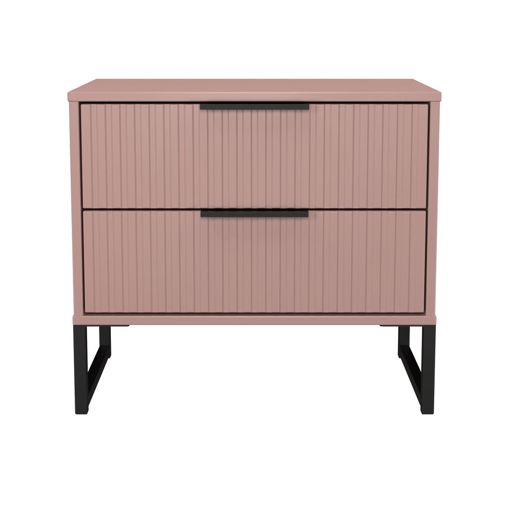 Fluted 2 Drawer Midi Chest with Black Sleigh Legs