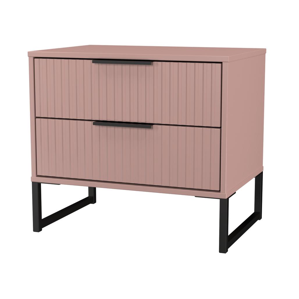 Fluted 2 Drawer Midi Chest with Black Sleigh Legs