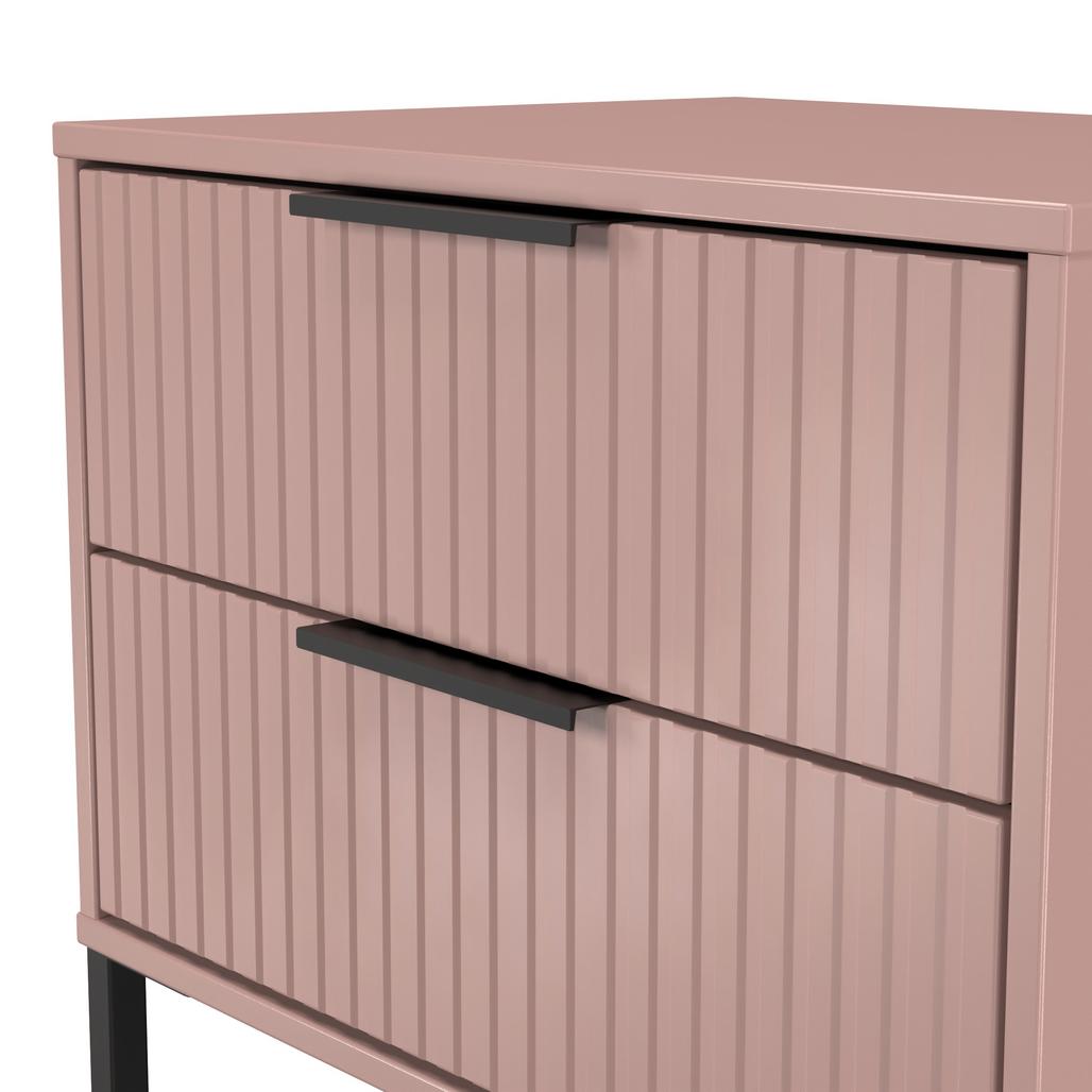 Fluted 2 Drawer Midi Chest with Black Sleigh Legs
