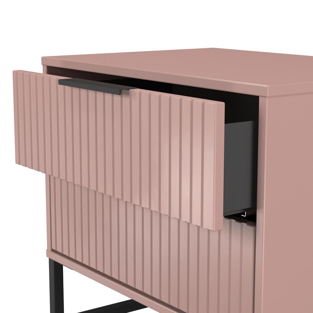 Fluted 2 Drawer Midi Chest with Black Sleigh Legs